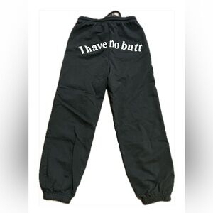 SHEIN “I Have No Butt” Graphic Joggers Black Sweatpants XS 2 Funny Lounge Pants